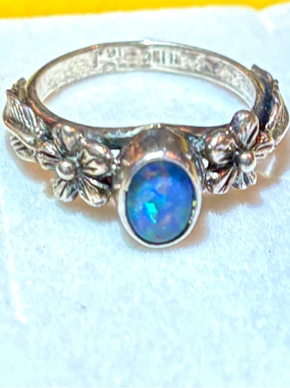 Vintage Sterling Silver Blue Opal Ring